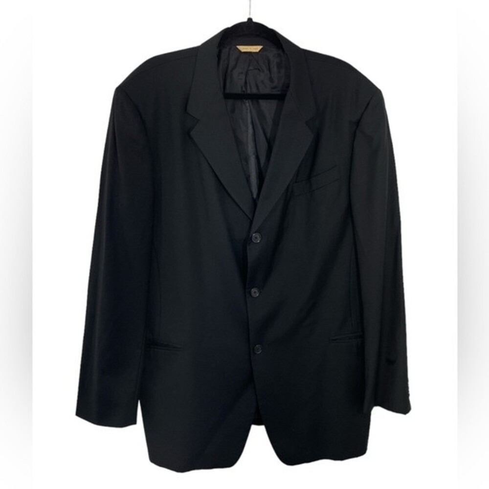 Donna Karan Signature Men’s‎ Black Wool Blazer Size 46L ALTERED FLAWED